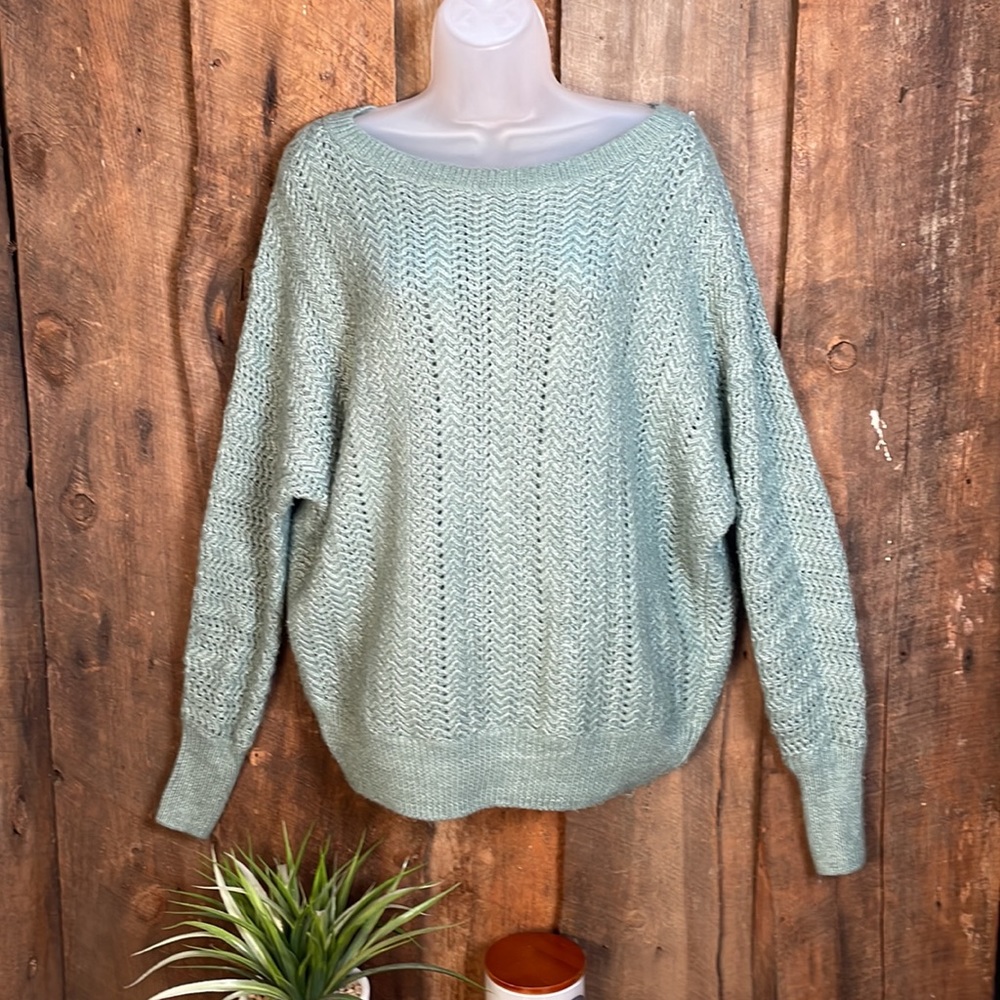 Nicole Miller Mint Green Knit Oversized Sweater - Size X-Small